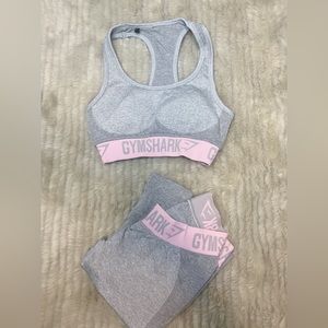 Gymshark OG Flex Light Grey/Pink Marl set - top S, bottoms XS - new never worn